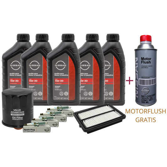 KIT DE AFINACION 5W30 ORIGINAL NISSAN VERSA N18 2020/2025 + MOTOR FLUSH DE REGALO
