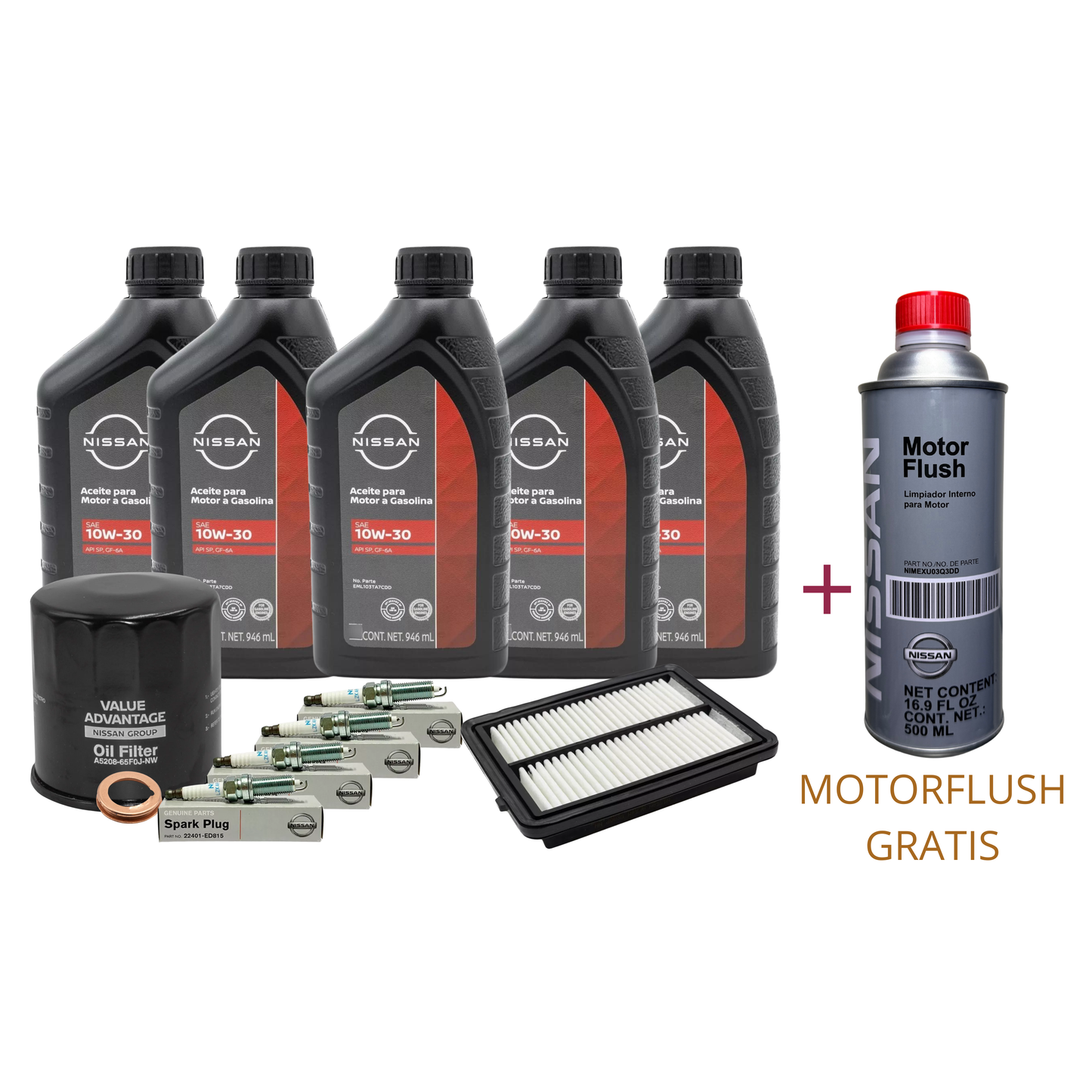 KIT DE AFINACION ORIGINAL 10W30 NISSAN KICKS 2016-2021 + MOTOR FLUSH DE REGALO