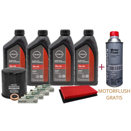 KIT DE AFINACION 5W30 ORIGINAL NISSAN V-DRIVE 2020/2025 + MOTOR FLUSH DE REGALO