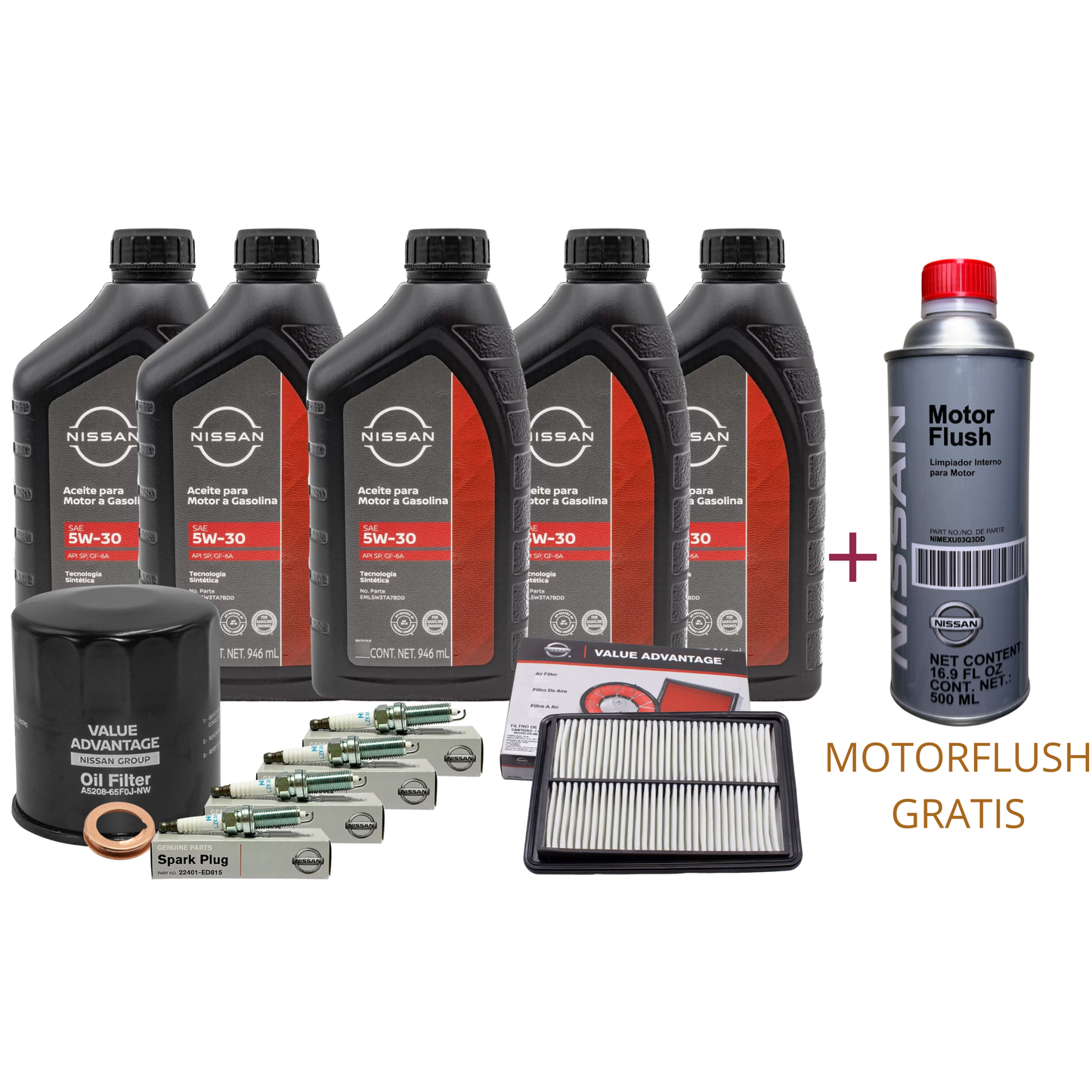 KIT DE AFINACION ORIGINAL COMPLETA NISSAN XTRAIL 2.5L T32 2014/2022 + MOTOR FLUSH DE REGALO